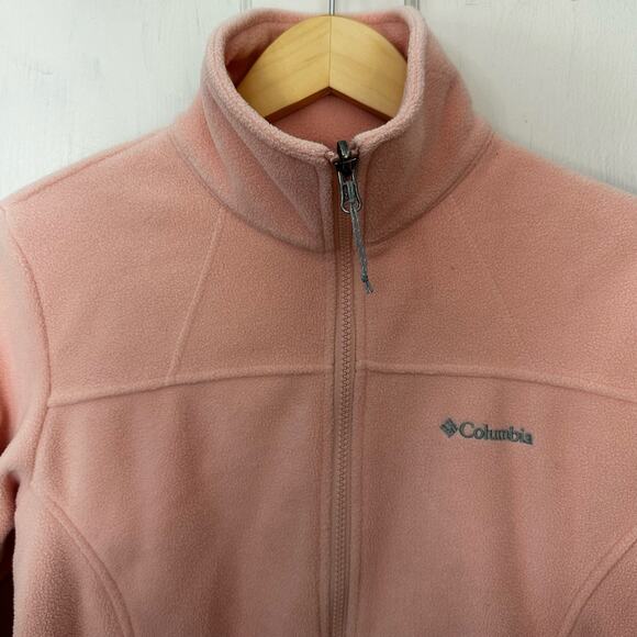 Columbia Fleece Jacket Women's Small Pink Full Zip Mock Neck Pockets Interchange - Picture 6 of 7